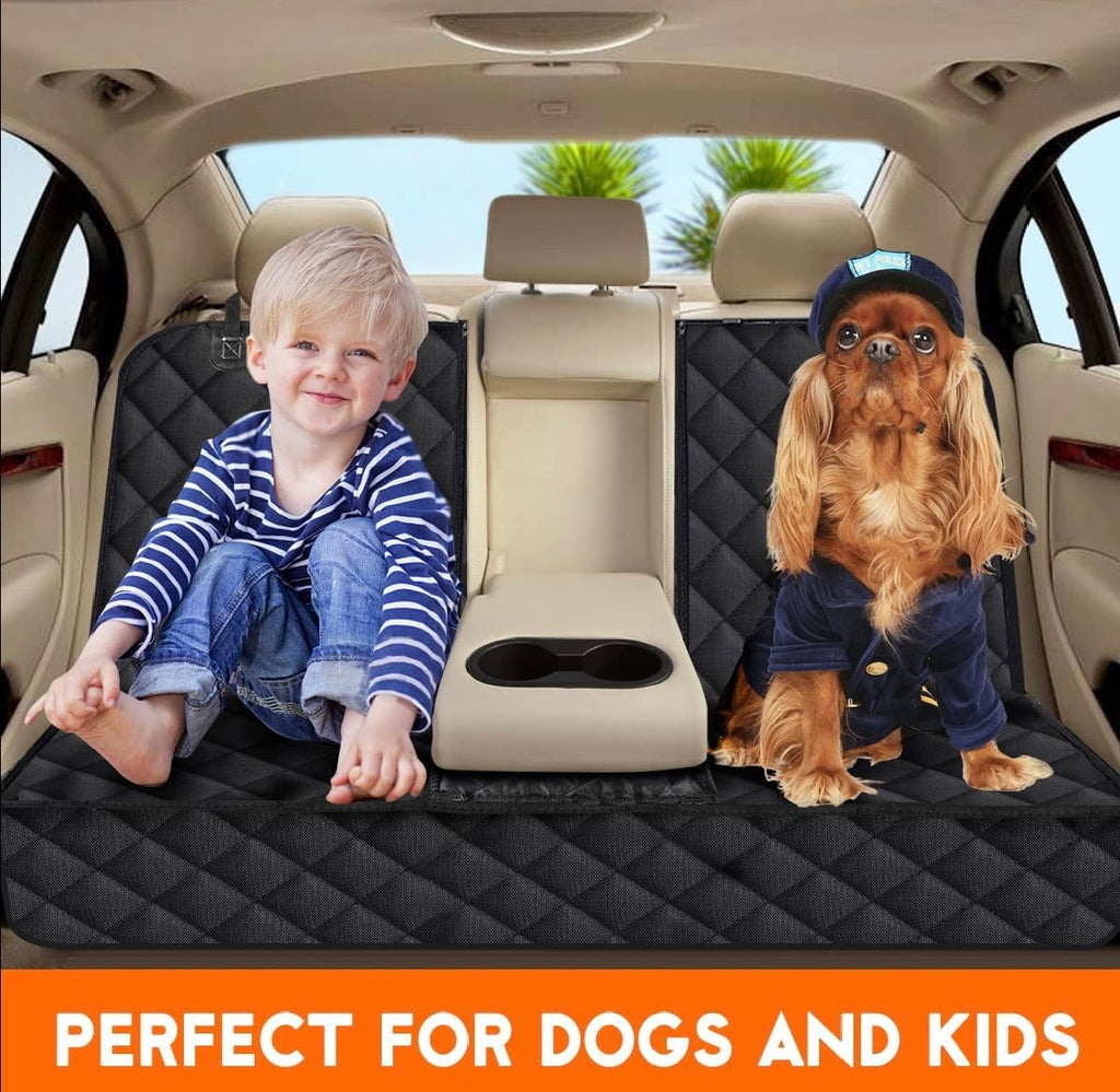 Dog Car Seat Cover, Back Seat Cover for Dogs Pet Car Seat Protector Waterproof Rear Seat Cover Durable Car Seat Cover, Fits Middle Armrest for Most Cars Suvs Trucks (53” Width)- Black