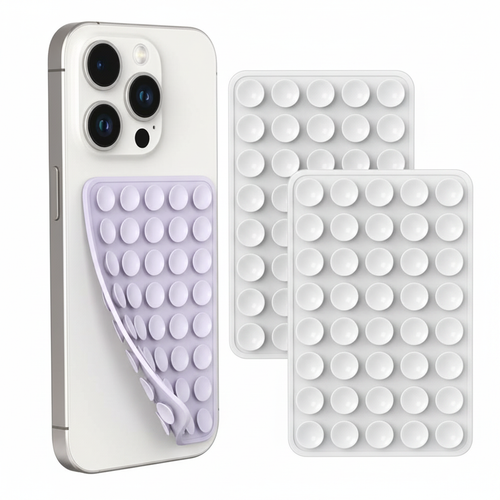 White silicone suction cup phone grip and stand